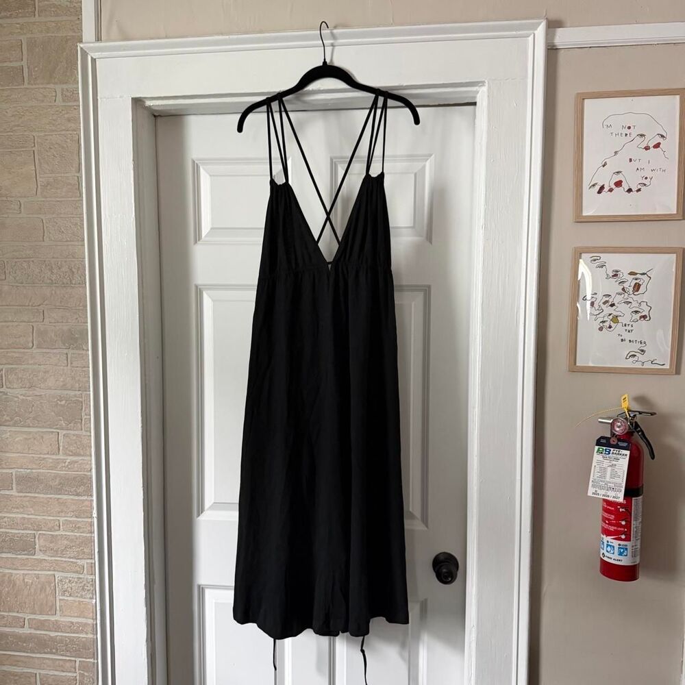 Zara black strappy sundress with tie around waist